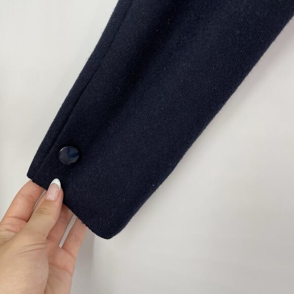 Vintage Avant garde Blazer Women 0 Navy Skirt Set Midi Slit Wool* Victorian Suit - Picture 9 of 16